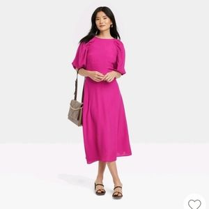 A New Day Women's Midi Dress in Vibrant Pink